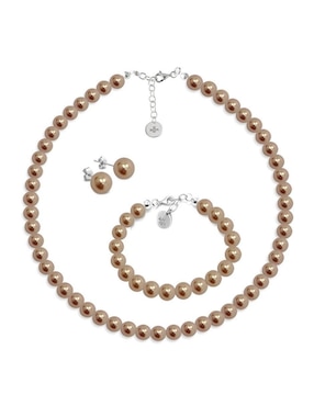 Aretes, Collar Y Pulsera Zvezda Pearls De Plata P 925 Cristal