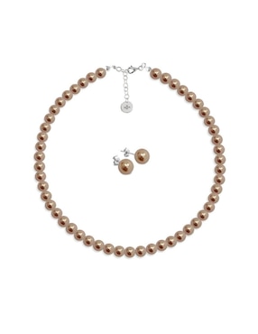 Aretes, collar y pulsera Zvezda Pearls de plata P 925 cristal