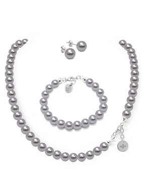 Aretes, collar y pulsera Zvezda Pearls de plata P 925 cristal
