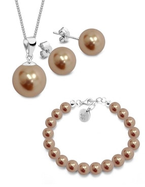 Set De Aretes, Collar Y Pulsera Zvezda Pearls De Plata P925 Swarovski