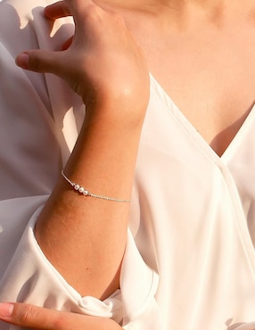 Pulsera Anante de plata con perla Sereno con acabado pulido