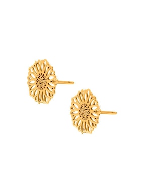 Broqueles de flor Anante Girasol de plata con acabado baño de oro