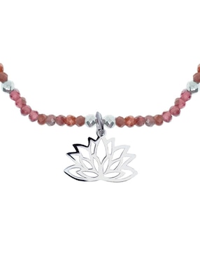 Pulsera Anante de plata con rodolita Flor De Loto con acabado pulido