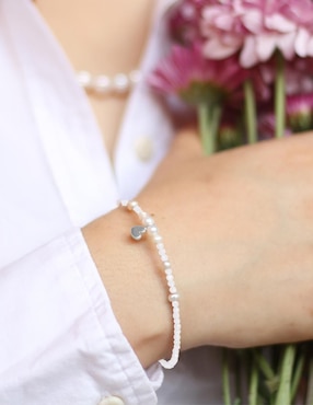 Pulsera Anante de plata con cuarzo rosa Amore