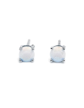 Broqueles Redondos Sofia Blum De Plata P 925 Zirconia