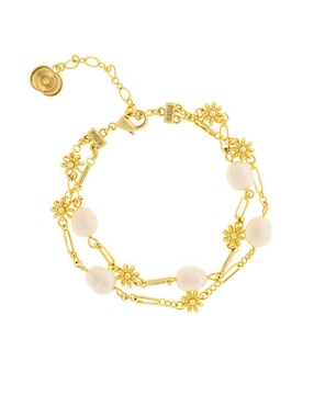 Pulsera Ablime Joyería Perlas Con Acabado Baño De Oro