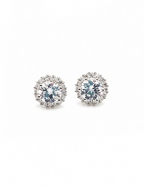 Broqueles redondos Sofia Blum de plata P 925 con acabado plateado zirconia