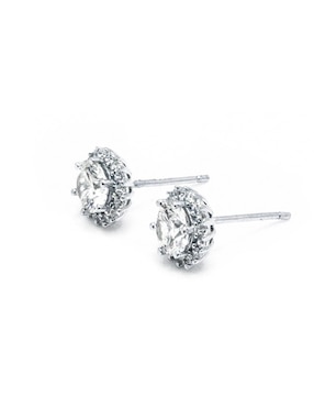 Broqueles redondos Sofia Blum de plata P 925 con acabado plateado zirconia