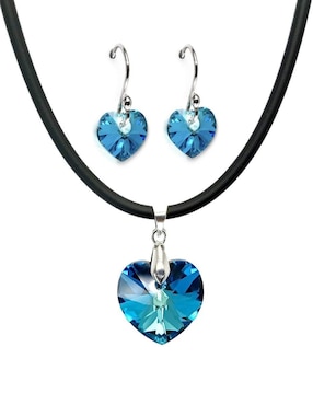 Aretes Y Collar De Corazón Zvezda Heart De Plata P925 Cristal