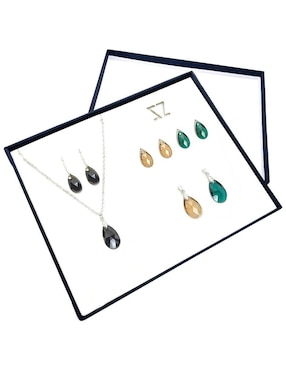 Set de collar y aretes de hoja Zvezda Leaves de plata P925 Swarovski