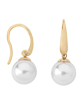 Aretes redondos España Majorica Lira con acabado baño de oro perla