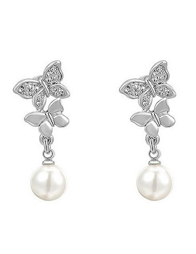 Aretes de mariposa Ocean Heart Ninguna con acabado brillante cristal