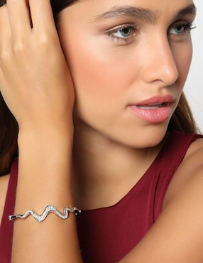Brazalete Ocean Heart con acabado baño de oro blanco