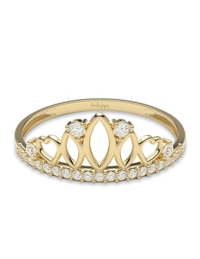 Anillo De Corona Amelie Joyas 10 K De Oro Zirconia