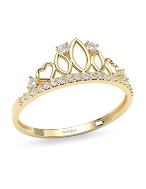 Anillo de corona Amelie Joyas 10 k de oro zirconia brillante