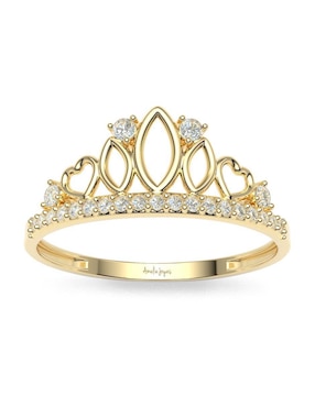 Anillo de corona Amelie Joyas 10 k de oro zirconia brillante