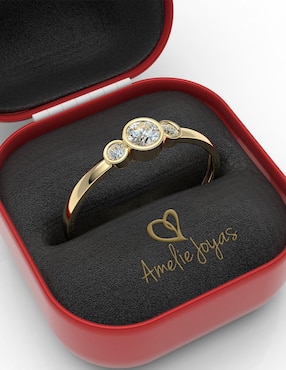 Anillo Amelie Joyas 10 k de oro zirconia brillante