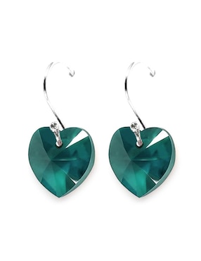 Aretes de corazón Zvezda Heart de plata con acabado brillante cristal