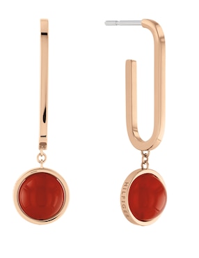 Aretes redondos Tommy Hilfiger con acabado brillante cristal