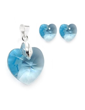 Collar y aretes de corazón Zvezda Heart de plata P925 cristal