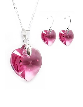Aretes y collar de corazón Zvezda Heart de plata P925 cristal
