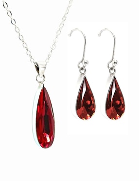 Aretes y collar de gota Zvezda de plata P925 cristal