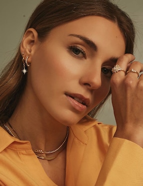 Aretes redondos Apodemia Classic con acabado baño de oro