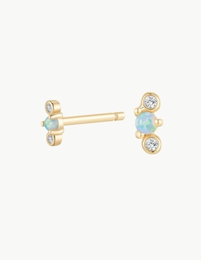 Aretes Apodemia Classic con acabado baño de oro ópalo