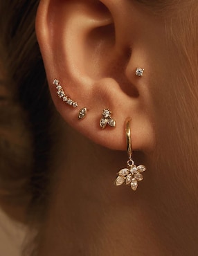Aretes Apodemia Classic con acabado baño de oro circonita