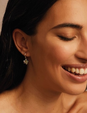 Aretes de aro Apodemia Bosphorus con acabado baño de oro circonita