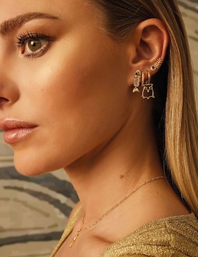 Aretes Apodemia Sea Creatures con acabado baño de oro turmalina