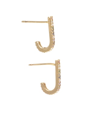 Aretes Apodemia Classic con acabado baño de oro circonita