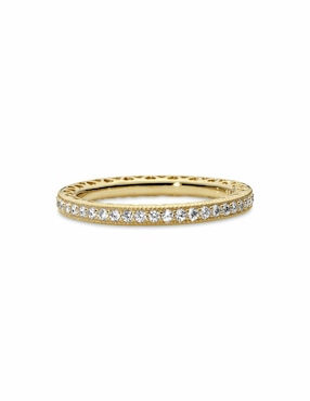 Anillo Pandora Signature de plata P 925 zirconia cúbica con acabado baño de oro