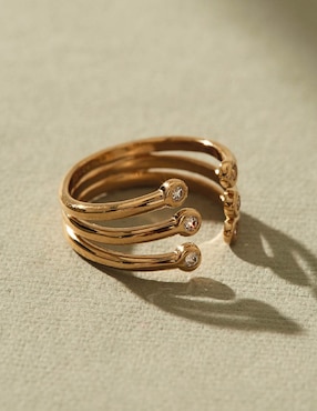 Multi-anillo Apodemia Classic circonita con acabado baño de oro