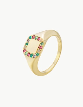 Anillo con gema Apodemia Engrave circonita con acabado baño de oro