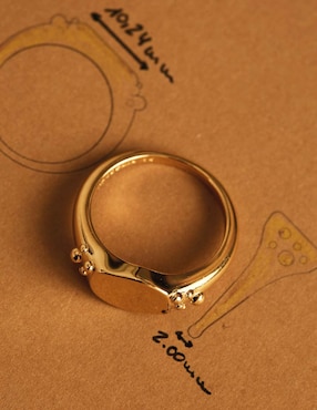 Anillo Apodemia Engrave con acabado baño de oro 18 k