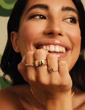 Anillo con gema Apodemia Bosphorus circonita con acabado baño de oro