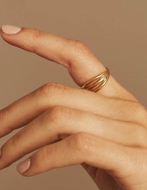 Anillo Apodemia Suculenta con acabado baño de oro 18 k