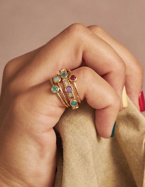 Anillo con gema Apodemia Lago verde circonita con acabado baño de oro