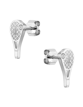Aretes de logo Lacoste Winna con acabado brillante cristal