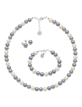 Aretes, Collar Y Pulsera Zvezda Pearls De Plata P925 Cristal