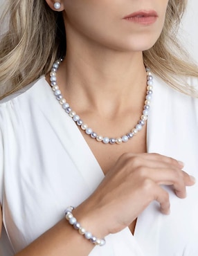 Aretes, collar y pulsera Zvezda Pearls de plata P925 cristal