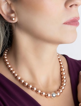 Aretes y collar Zvezda Pearls de plata P925 cristal