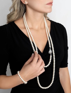 Aretes, collar y pulsera Zvezda Pearls de plata P925 cristal