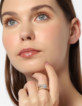 Set anillo Ocean Heart cristal con acabado baño de oro