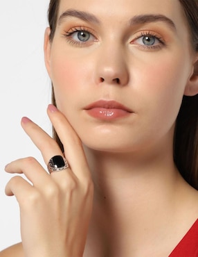 Anillo con gema cuadrado Ocean Heart cristal baño de oro blanco