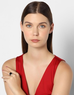 Anillo con gema cuadrado Ocean Heart cristal baño de oro blanco