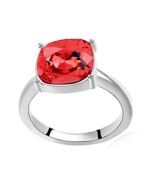 Anillo con gema cuadrado Ocean Heart cristal con acabado baño de oro blanco