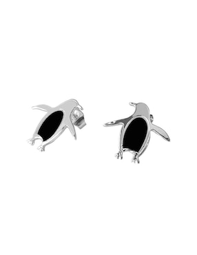 Broqueles de pingüino Cometa de plata con acabado plateado