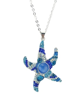 Aretes y collar de estrella mar Zvezda de plata P 925 cristal